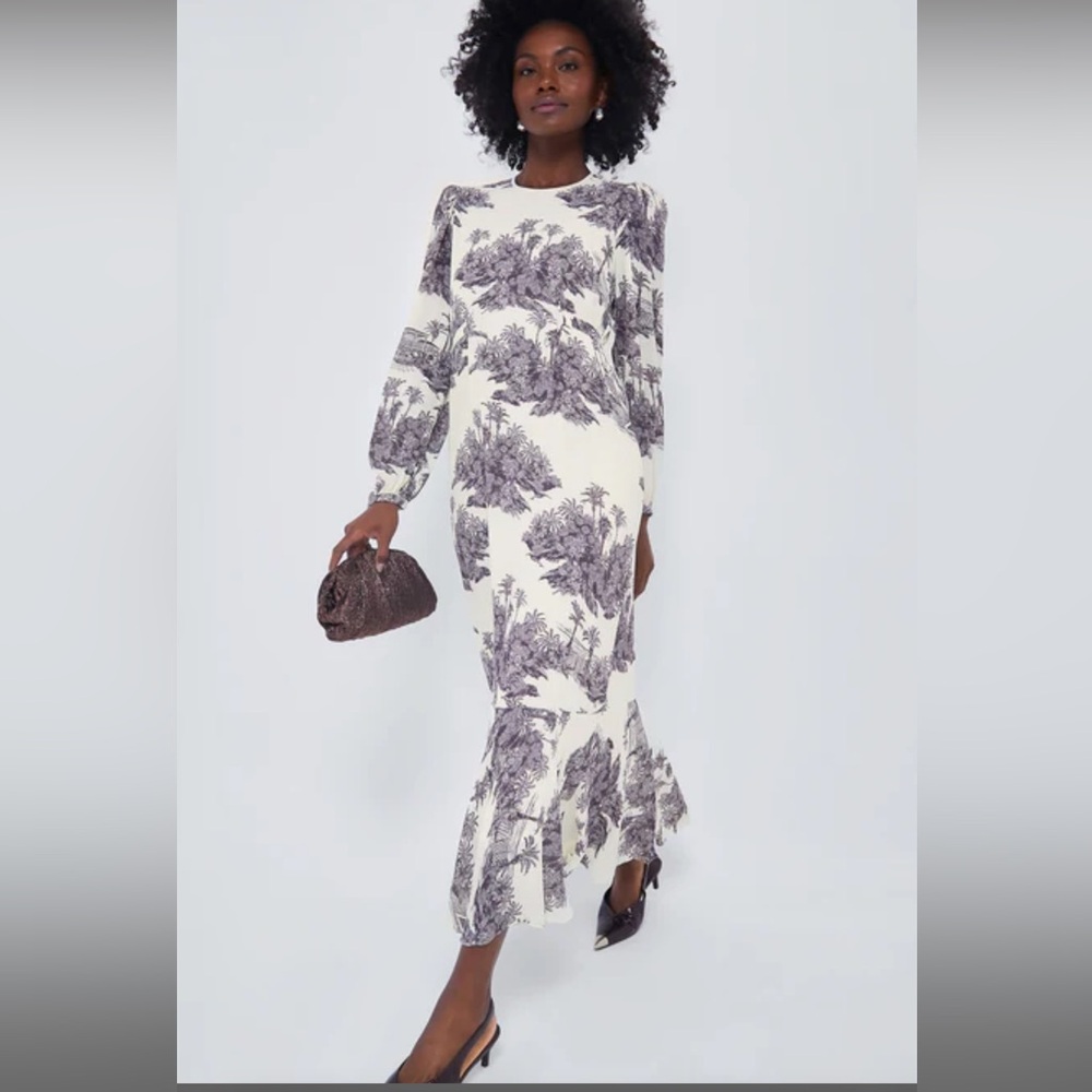 NWT Tuckernuck+India Hicks Cream Toile Long Sleeve Dress - Picture 1 of 7